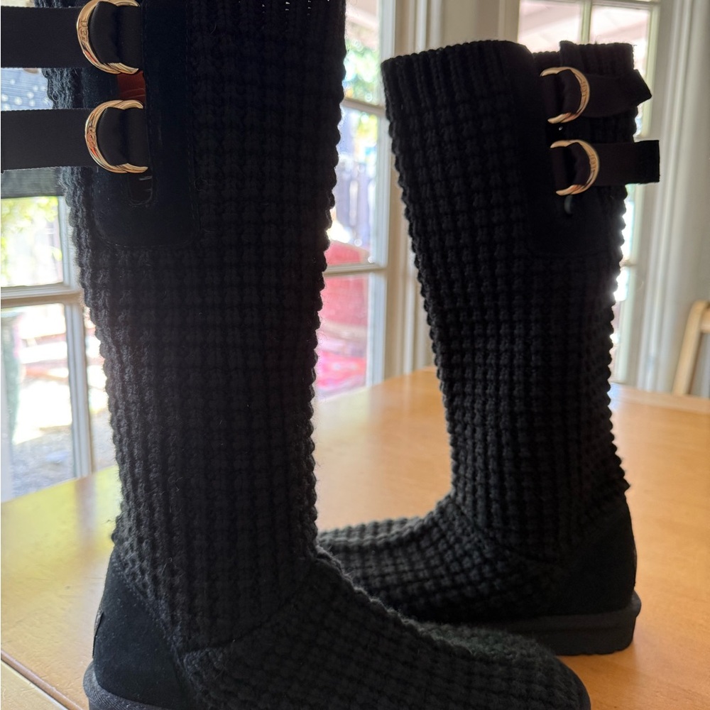 UGG Black Knit Buckle Boots- Brand new, but without tags.